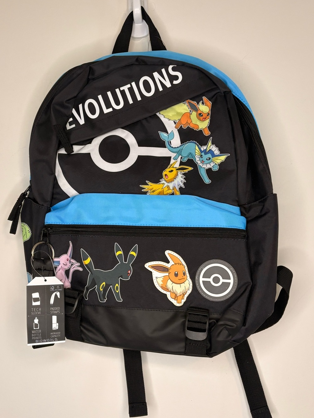 Bioworld Pokemon Eevee EVOLUTIONS Black & Blue Backpack NWT